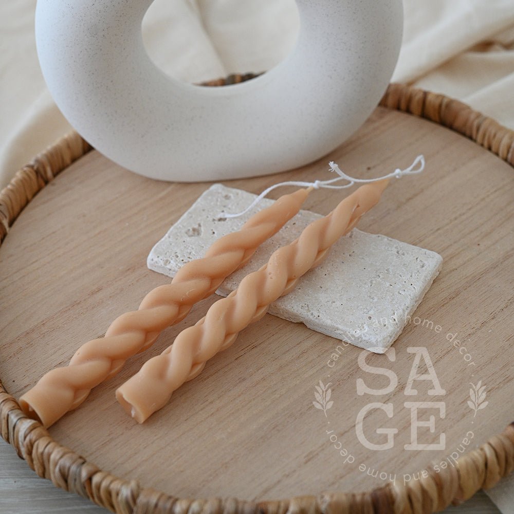 Braid Taper Set Candle - Sage